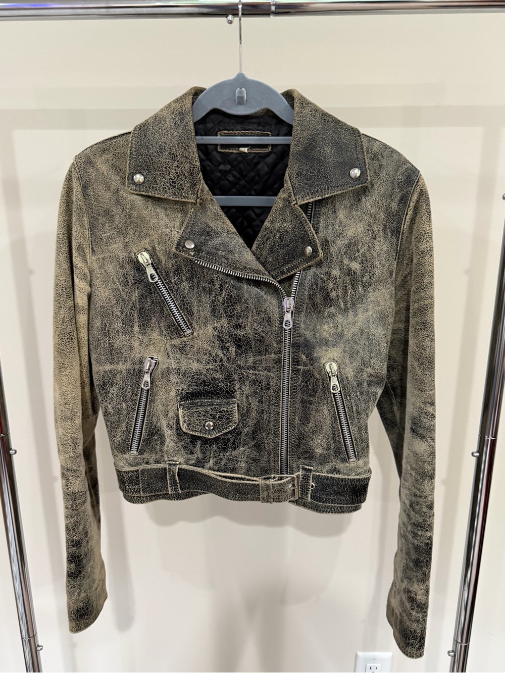 Le Group Woman made in Italy distressed margiela look a like leather jacket